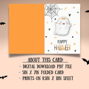 Halloween Card Printable, Halloween Card Digital, Instant Download, 7x5 ...