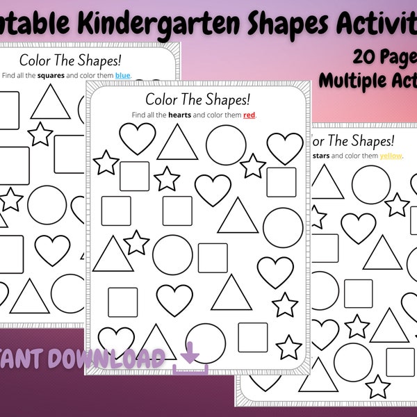 Toddler Shapes Activity, Preschool Printable Shapes Worksheets, Kindergarten Shapes and Tracing, Homeschool School Age Shape Recognition