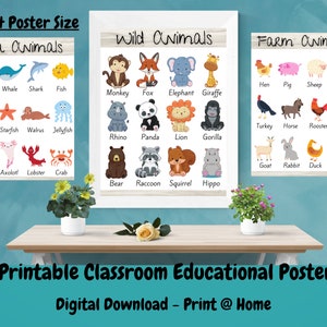 Carteles educativos Montessori, Cartel de aprendizaje de la sala de juegos de la escuela en casa, Lectura de jardín de infantes, Carteles de aprendizaje preescolar, Carteles de aula ELA