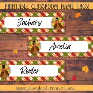 Desk Name Labels, Classroom Name Labels, Cubby Label, Name Tags, Back to School Printable, Autumn Name Tags DIY, Fall Autumn Teacher Labels