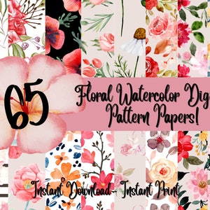 Aquarell Digitales Musterpapier, Scrapbooking Papier, druckbares Muster pack, Aquarell BlumenPapier Pack, Scrapbook Digital Pattern Papier