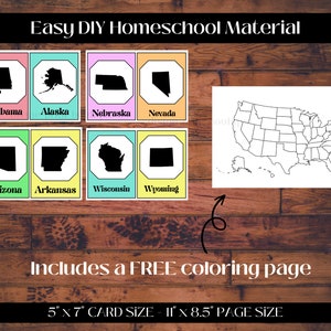 Printable United States Flashcards, DIY Homeschool Flashcards, US ...