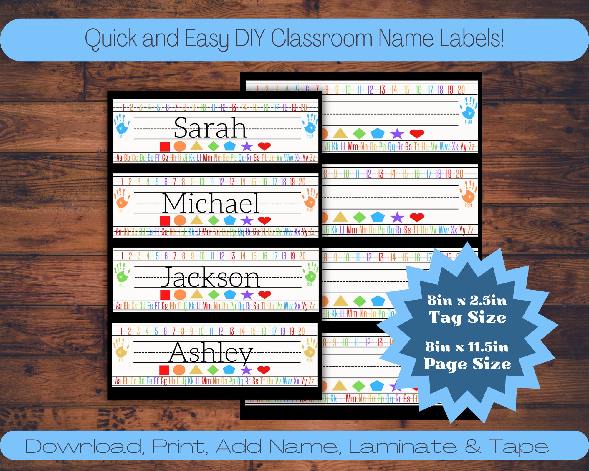 Desk Name Labels, Classroom Name Labels, Cubby Label, Name Tags, Back