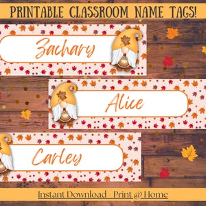 Desk Name Labels, Classroom Name Labels, Cubby Label, Name Tags, Back to School Printable, Autumn Name Tags DIY, Fall Autumn Teacher Labels