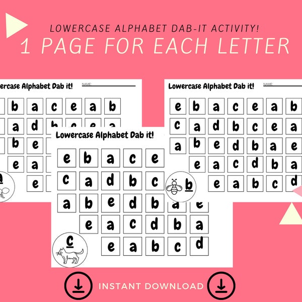 Lowercase Alphabet Dab It Activity, ELA Worksheet, Kindergarten Phonics, Preschool Reading Printable, Homeschool Reading, ABC Activity