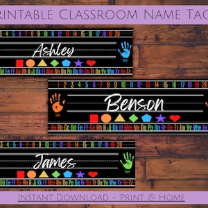 Desk Name Labels, Classroom Name Labels, Cubby Label, Name Tags, Back to School Printable, Classroom Decoration, Desk Name Plate, TeacherDIY