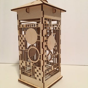 Laser cut lantern inspired by Frank Lloyd Wright