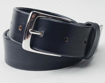 Black Classic Leather Belt with Frame Style Buckle