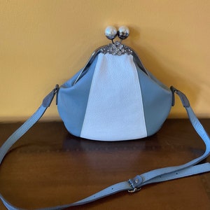 Leather grey and white Bag