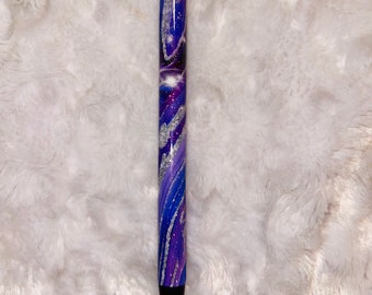 Purple And Sliver Swirled With Glitter Overly Custom Epoxy Pen REFILLABLE