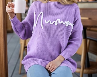 Purple Knitted Warm Cardigan, Oversize cardigan, Unisex cardigan