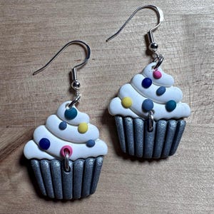 Cupcake Earrings, Handmade Hypoallergenic Polymer Clay Earrings