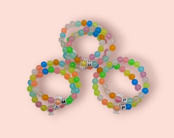Glow in dark bracelets, Initials kids bracelets, Party goodie bags gifts, Kids bracelets, Colorful bracelets, Little girl gift, Glow jewelry