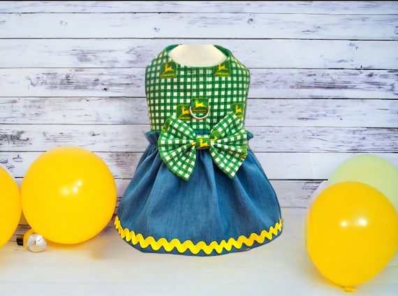 John Deere Denim Dog Harness Dress