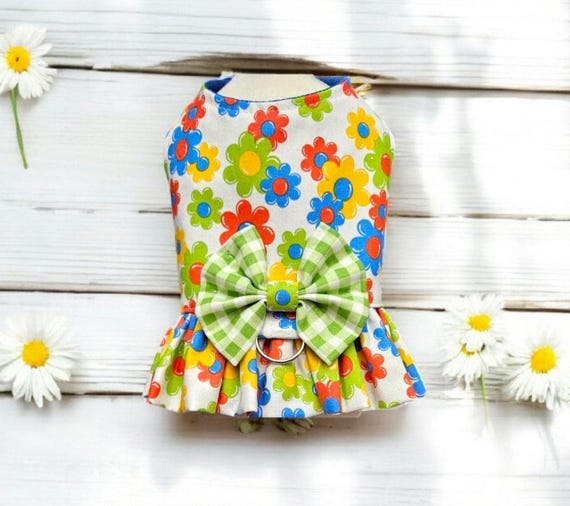 Colorful Flower Dog Harness Ruffle
