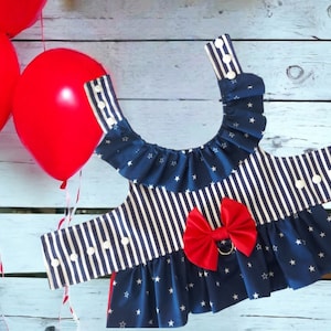 Red, White and Blue Dog Harness Dress