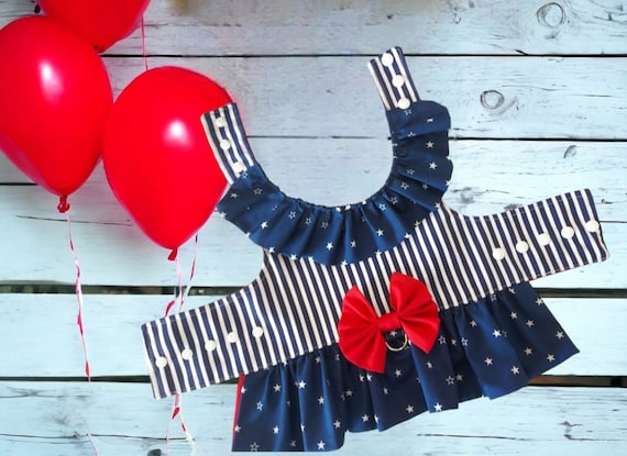 Red, White and Blue Dog Harness Dress