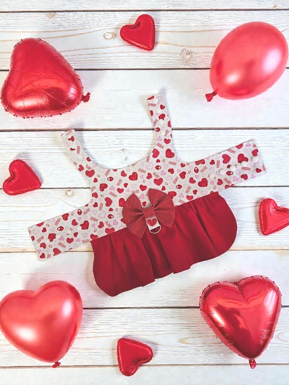 Valentine's Day Heart Dog Harness Dress