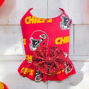 Kansas City Chiefs Dog Harness Ruffle, Go Chiefs