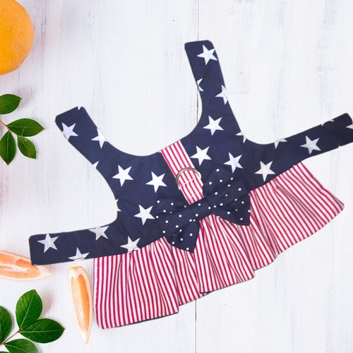 Dog Harness Dress Red Plaid Fabric Custom Designer Choke Etsy