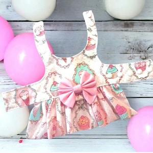 Cupcake and Ice Cream Pink Dog Harness Dress