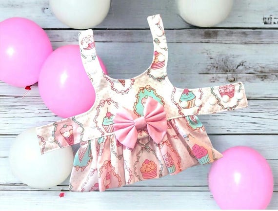 Cupcake and Ice Cream Pink Dog Harness Dress