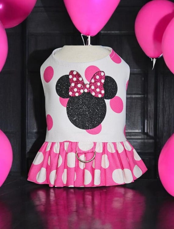 Pink and White Polkadot Dog Harness Ruffle