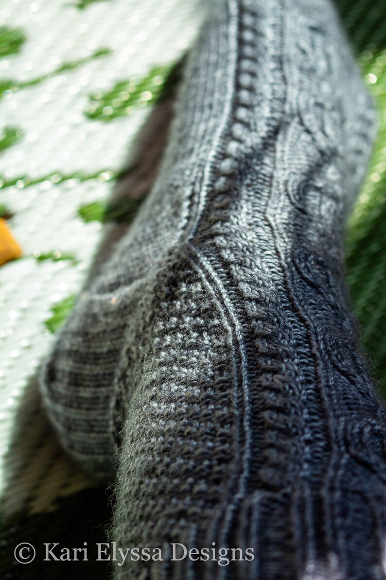 Selenography Cable Textured Sock Knitting Pattern PDF image 2