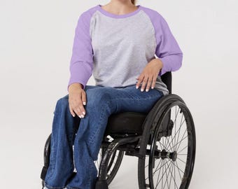 Purple Adult Raglan Chemo Port Access Tee Shirt