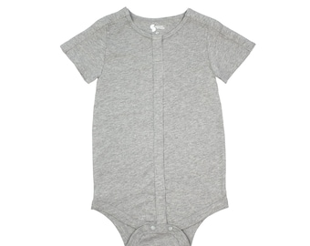 Gray Adaptive Baby Bodysuit, G-Tube, Catheter, Port Access, NICU, Cotton Final Sale