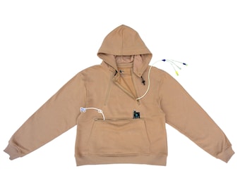Khaki Adult Chest & Abdomen Zipper Access Hoodie Warm