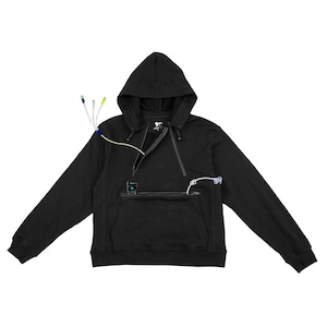 Black Adult Chemo Chest Port & Abdomen Zipper Access Hoodie