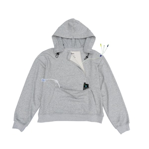 Zipper Access Hoodie with medical devices