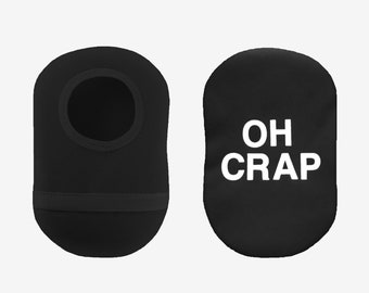 Black “Oh Crap” Ostomy Cover Bag, Humorous Ileostomy Cover, Funny Colostomy Pouch Cover
