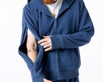 True Navy Full Zip Arm Access Hoodie Warm