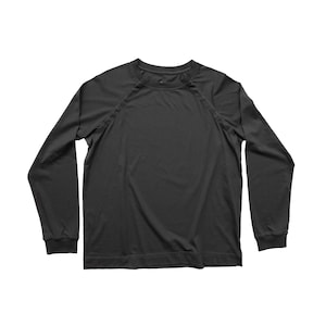 Black Adult Chemo Chest Port Snap Access Long-Sleeve Tee Shirt
