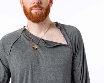Salt & Pepper Adult Raglan and Arm Zip Access LS Tee Warm
