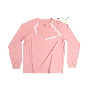 Pink Adult Chemo Chest Port Snap Access Long-Sleeve Tee Shirt