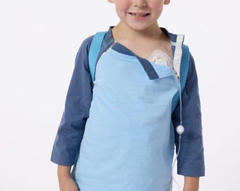 Sky Blue Colorblock Kids Raglan Access Tee