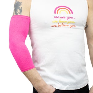 2 Pack Unisex Neon Pink Heathered Ultra Support Sleeve for Continuous Glucose Monitor or PICC Line