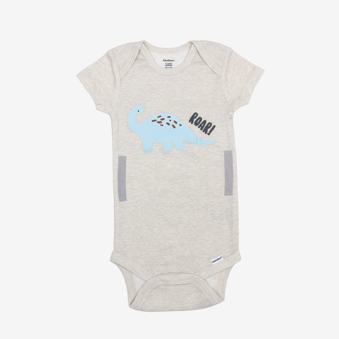 Oatmeal Roar Short Sleeve Baby Onesie Bodysuit Feeding Tube Etsy