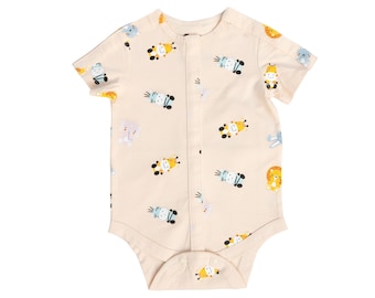 Adaptive Baby Bodysuit | G-Tube, Port & Catheter Friendly Safari Print