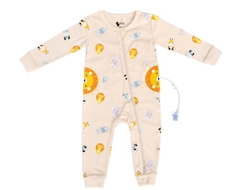 Adapté pour bébé à imprimé Safari | Pyjama d'accès pour sonde G et cathéter