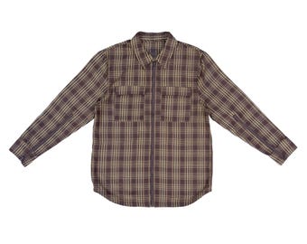 Khaki Plaid Adult Full Zip Arm Access Shacket Winter