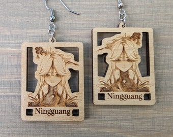 Genshin Ningguang Wooden Earrings (Cut-out Pattern)
