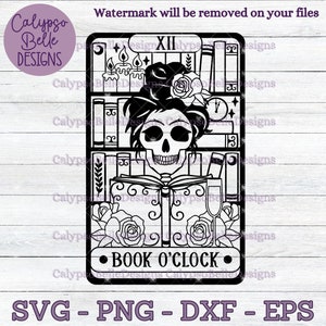 Book O'Clock Tarot Card svg / The Reader Tarot svg / Book Tropes svg / Book svg / Book Lover svg / Romance Reader svg / Librarian SVG PNG