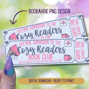 Cozy Readers Book Club Ticket Bookmark (Digital Download)