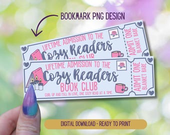 Cozy Readers Book Club Ticket Bookmark (Digital Download)
