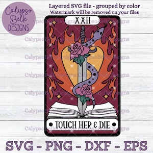 Touch her and Die Tarot-Karte svg, Romance Reader svg, Smut Reader svg, Smut svg, Booktok svg, Feinde für Liebhaber svg, The Reader Tarot PNG