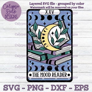 Die Stimmung Leser Tarot-Karte svg, Romance Reader svg, Smut Reader svg, Fiktive Wanderlust svg, Buch svg, mystische svg, The Reader Tarot PNG